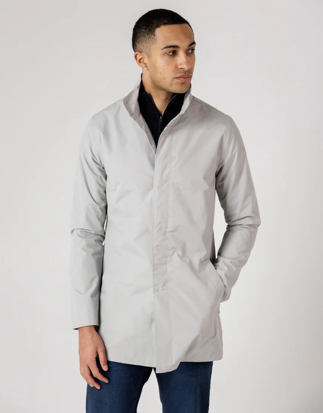  French Connection Mac Funnel Neck Mid Length Jacket In Light Grey 