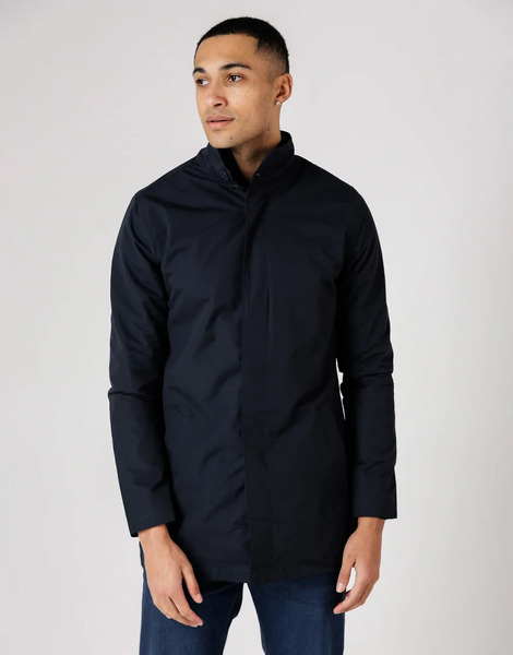  French Connection Mac Funnel Neck Mid Length Jacket In Navy 