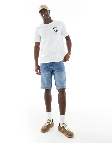  French Connection Classic Denim Shorts In Light Wash Blue 