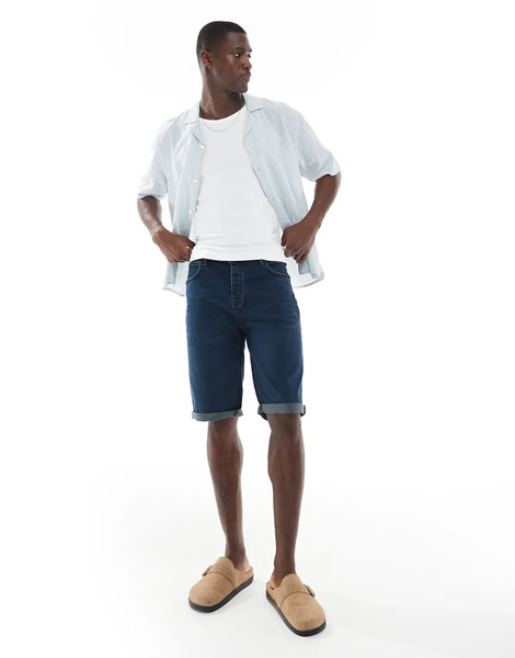  French Connection Classic Denim Shorts In Mid Wash Blue 