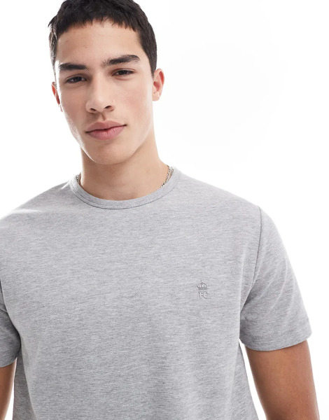  French Connection Micro Ottoman T Shirt In Light Grey Melange 