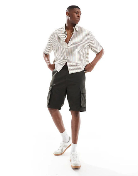  French Connection Tech Cargo Pocket Shorts In Khaki Green 