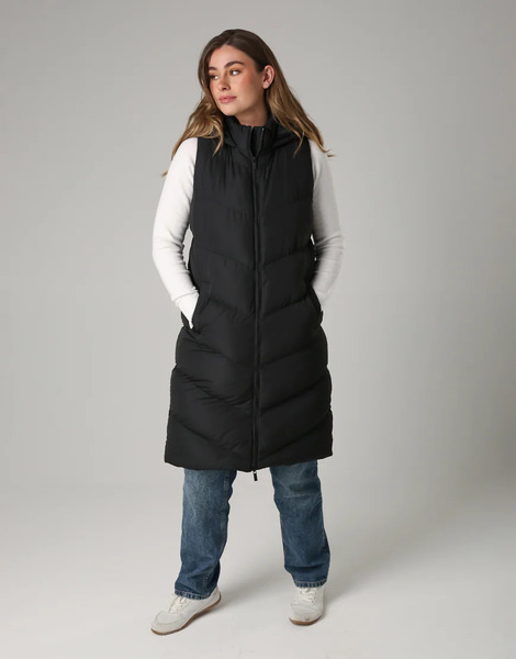  French Connection Midi Quilted Gilet With Hood In Black 