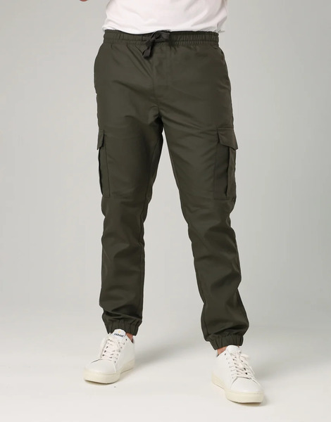  French Connection Nylon Tech Cuffed Cargo Trousers In Khaki Green 