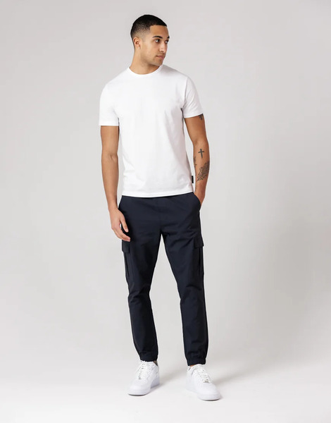  French Connection Nylon Tech Cuffed Cargo Trousers In Navy 