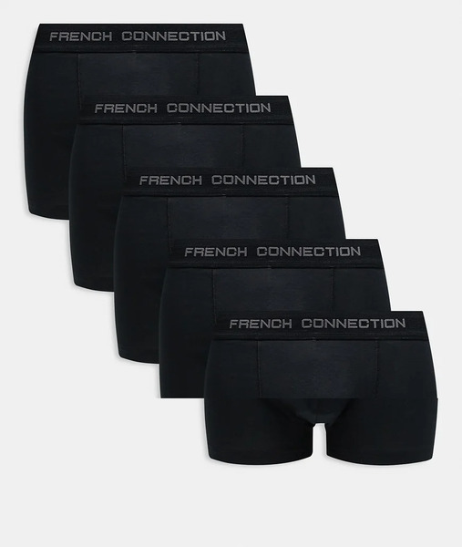  French Connection 5 Pack Cotton Boxers In Black 