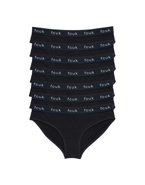  French Connection 7 Pack Cotton Fcuk Ladies Briefs In Black 