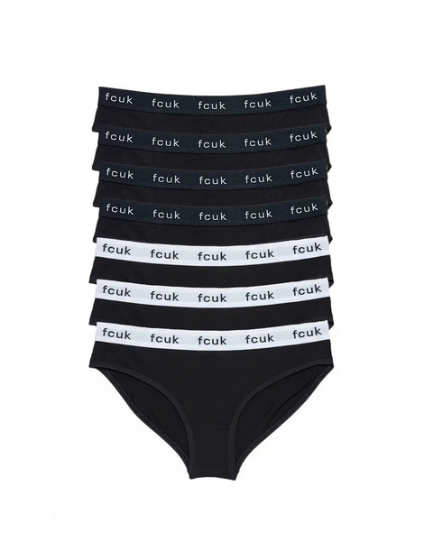  French Connection 7 Pack Cotton Fcuk Ladies Briefs In White 