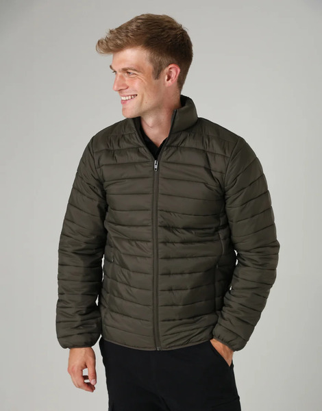  French Connection Superlight Funnel Neck Puffer Jacket In Khaki Green 