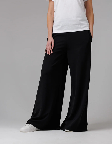  French Connection Wide Leg Crepe Trousers In Black 
