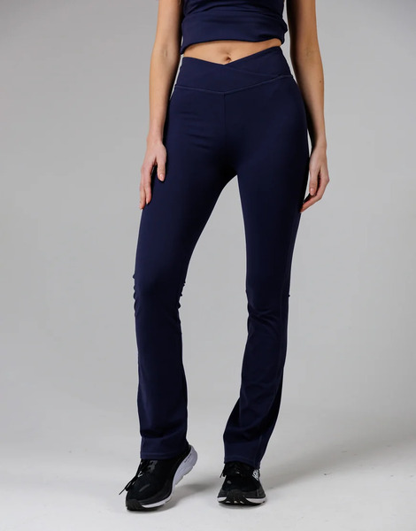  French Connection Wrap Front Fcuk Stretch Yoga Pant In Navy 