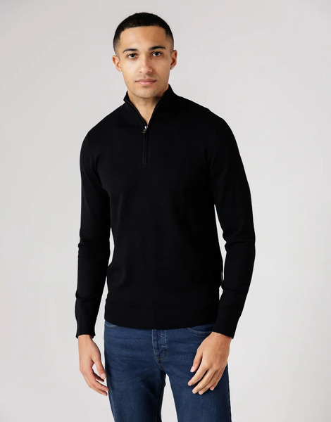  French Connection 1/2 Zip Knitted Jumper In Black 
