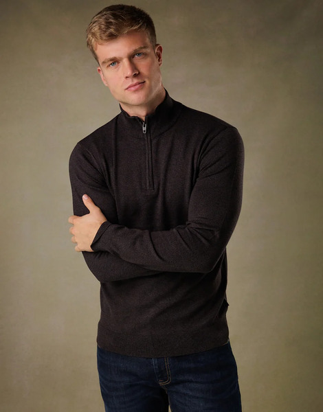 French Connection 1/2 Zip Knitted Jumper In Charcoal Grey 
