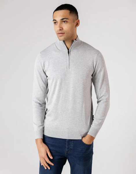  French Connection 1/2 Zip Knitted Jumper In Light Grey 