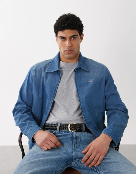  Gant Denim Windcheater Jacket In Indigo Blue 