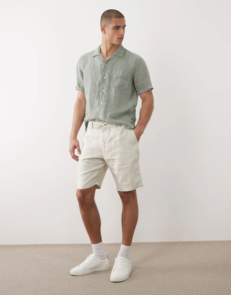  Gant 100% Linen Draw String Shorts In Beige Neutral 