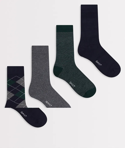  Gant 4 Pack Argyle And Stripe Socks In Navy 