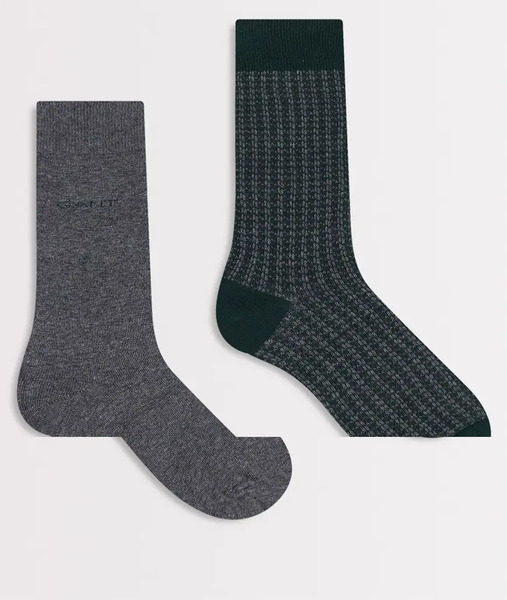  Gant 2 Pack Houndstooth Socks In Green 