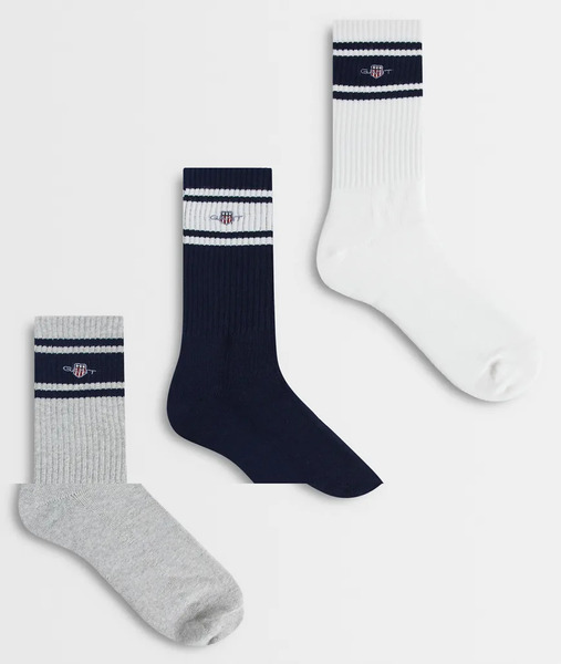  Gant 3 Pack Shield Logo Sport Socks In Multi Navy 