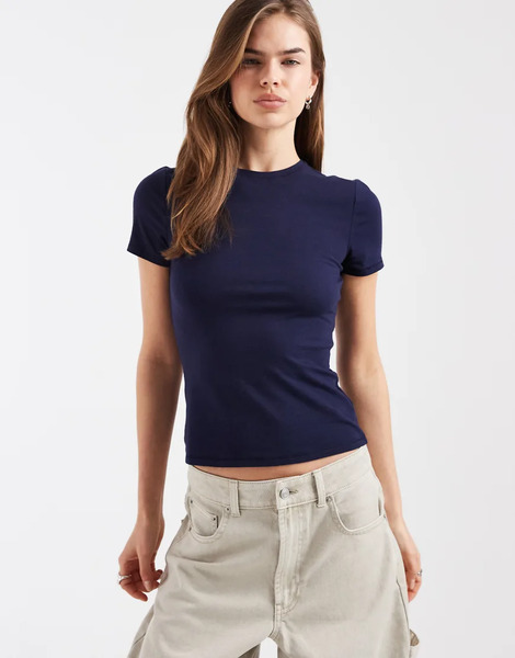  Gap Basic Cotton T Shirt In Navy Brown 