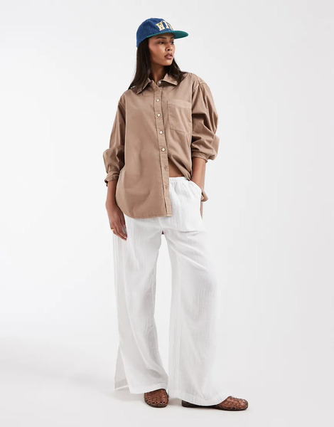  Gap Cheesecloth Pull On Wide Trouser In White 