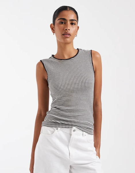  Gap Gingham Checked Vest In Brown Black 