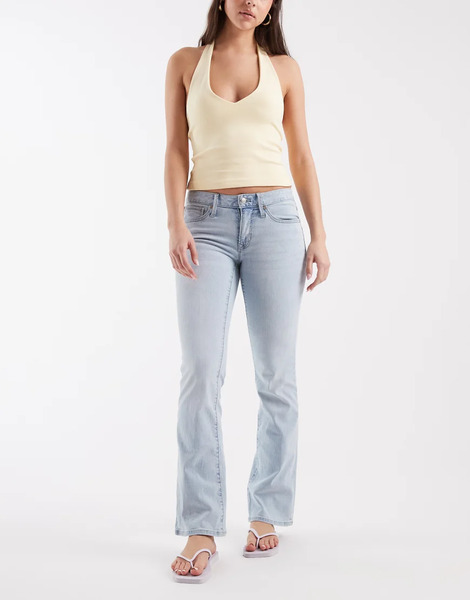  Gap Low Rise Flared Jeans In Washed Light Indigo Blue 