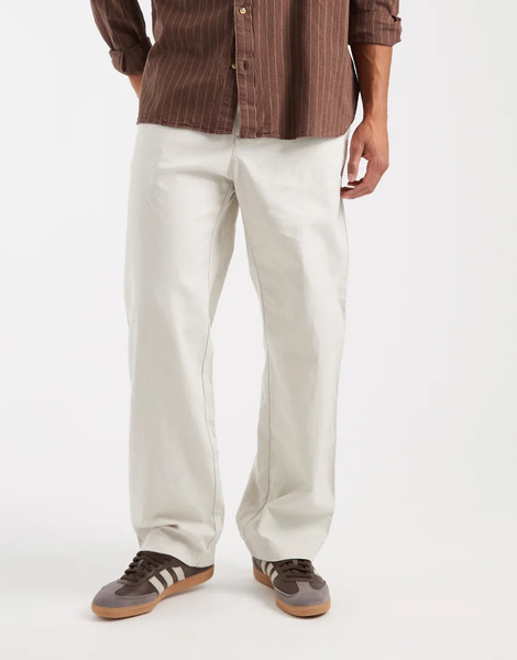  Gap Pull On Linen Mix Trousers In Grey 