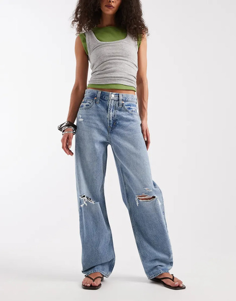  Gap Ripped Wide Leg Jeans In Light Blue 