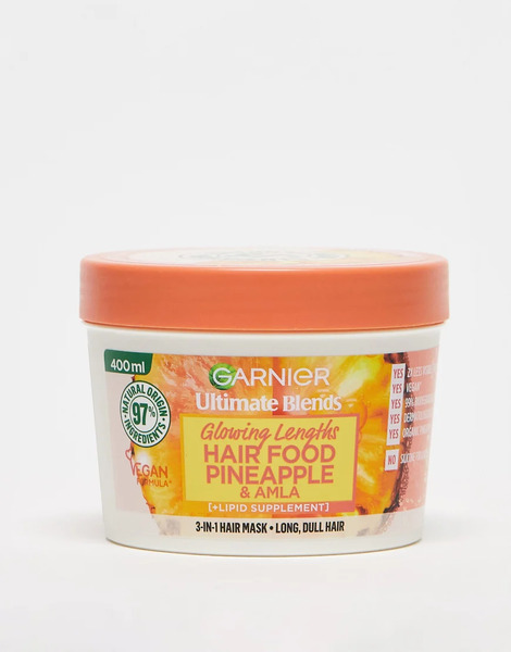  Garnier Ultimate Blends Glowing Lengths Hair Food Pineapple & Amla 3 In 1 Hair Mask Treatment 400ml No Colour 