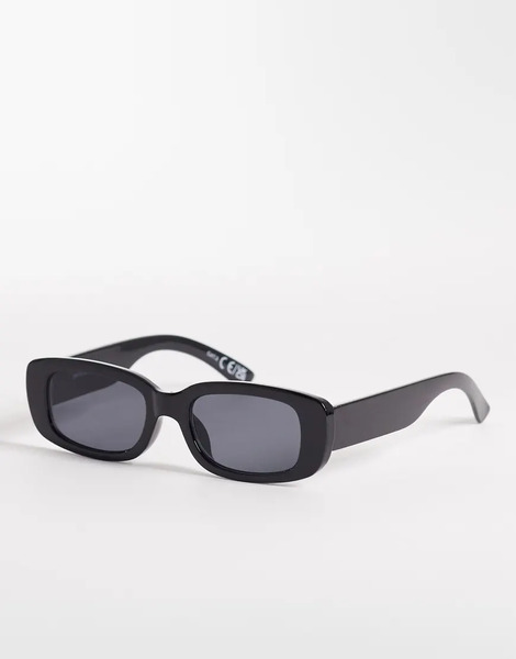  Gina Tricot Slim Rectangular Sunglasses In Black 