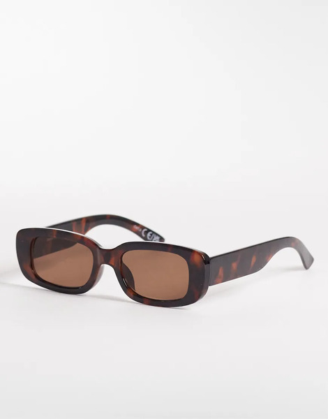  Gina Tricot Slim Rectangular Sunglasses In Brown 