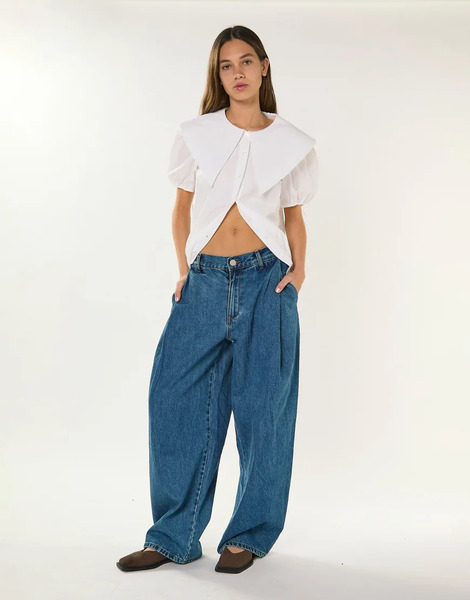  Glamorous Baggy Barrel Jeans In True Blue Denim 
