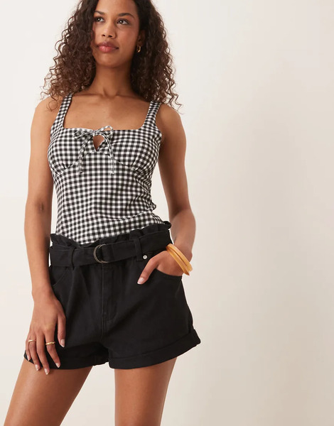  Glamorous Black Knitted Shorts In Black 