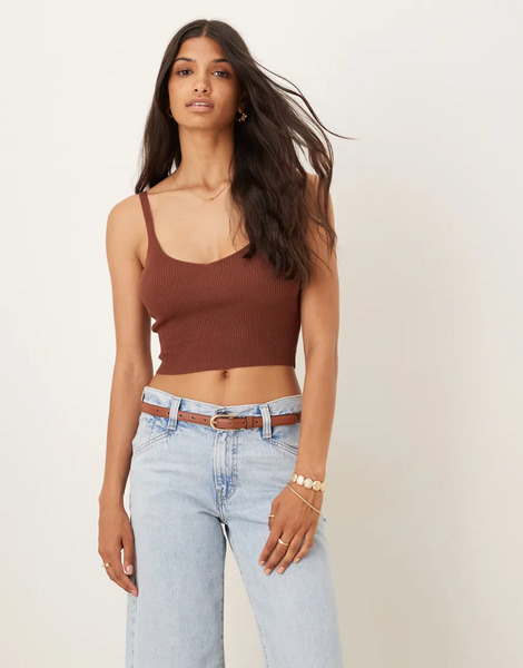  Glamorous Burgundy Knit Top In Reddish Brown 