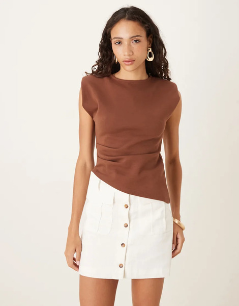  Glamorous Button Front Mini Skirt In Off White 