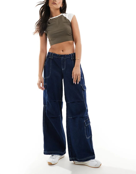  Glamorous Cargo Jeans In Indigo Stonewash Blue 