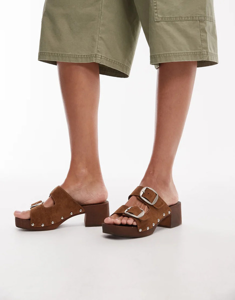  Glamorous Clogs In Tan Suedette Brown 