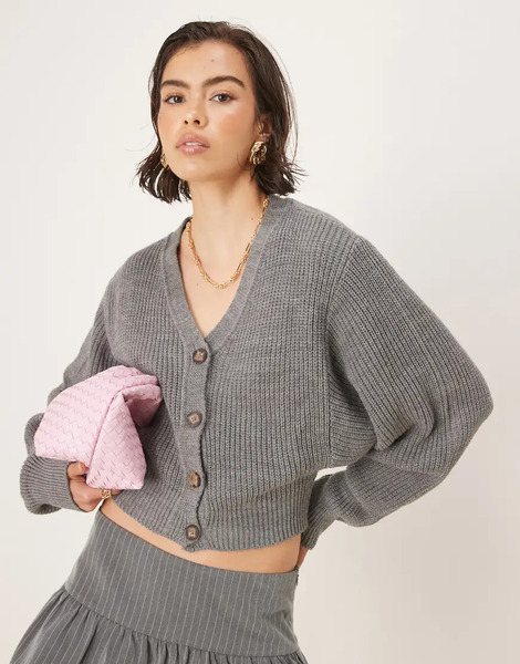  Glamorous Crop Cardigans In Dark Grey Marl 
