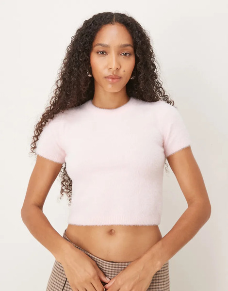  Glamorous Cropped Jumper In Light Pink 