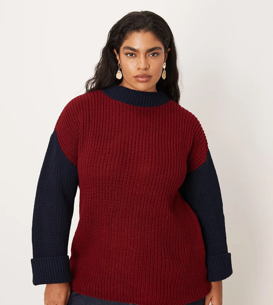  Glamorous Curve Knitwear Jumper In Navy Multi 