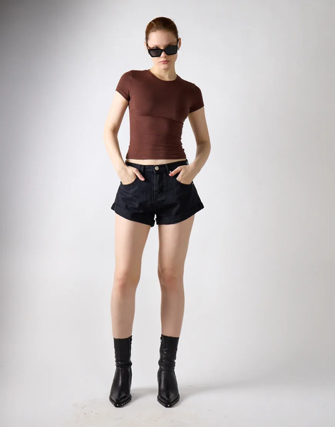  Glamorous Denim Shorts In Washed Black 