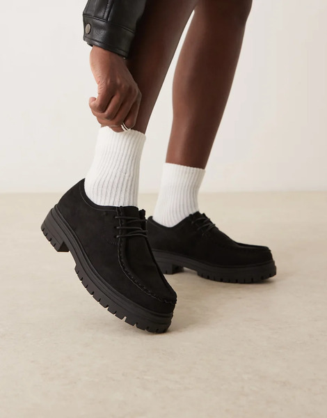  Glamorous Derby Shoes In Black Micro 