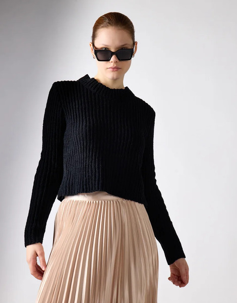  Glamorous Fluffy Rib Knit Jumper In Black 