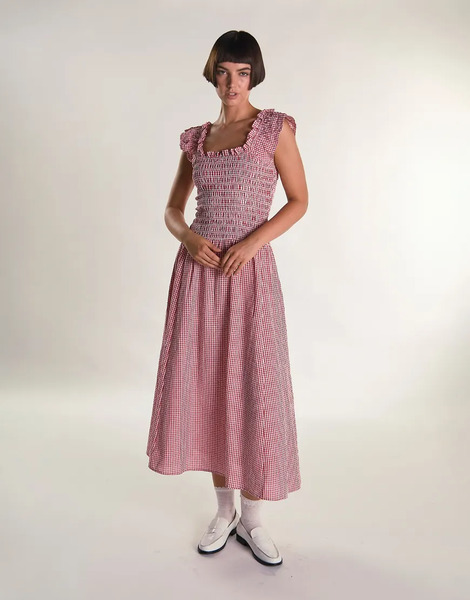  Glamorous Frill Sleeve Maxi Dress In Red Gingham Multi 