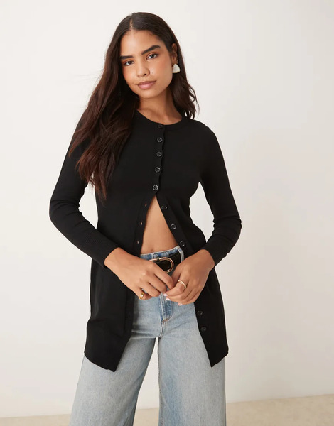  Glamorous Long Line Cardigan In Black 