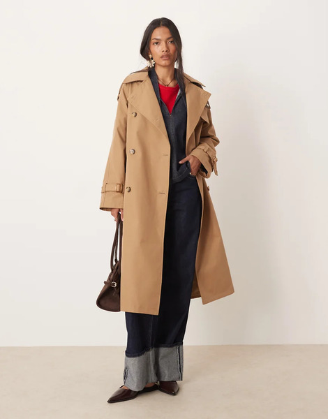  Glamorous Maxi Trench Coat In Camel Brown 