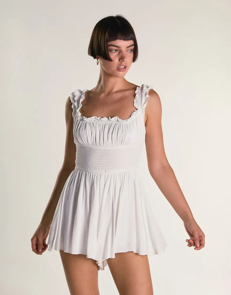  Glamorous Milkmaid Playsuit In Off White 