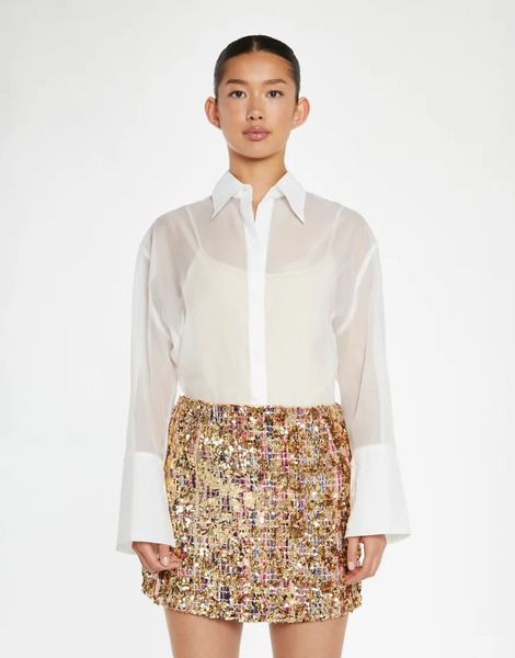  Glamorous Mini Skirt In Tweed Gold Sequin Multi 