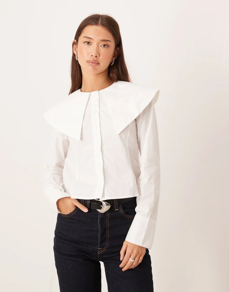  Glamorous Oversized Collar Shirt In White 